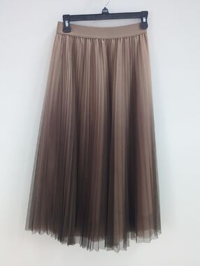 Flowing Pleated Maxi Skirt in Brown